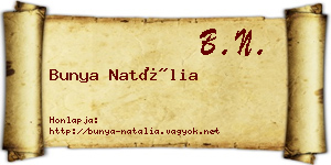 Bunya Natália névjegykártya